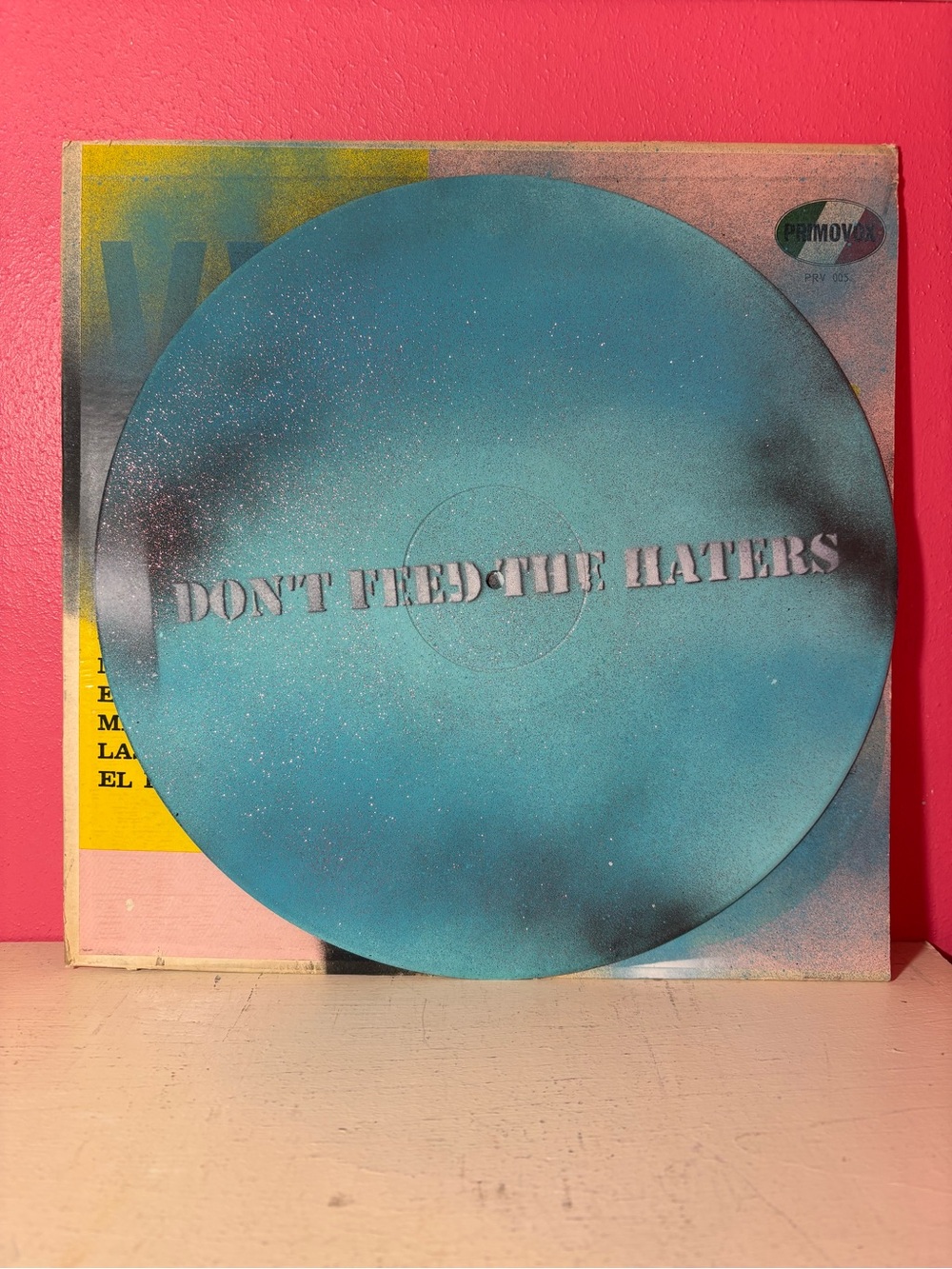 Don't Feed the Haters Repurposed Vinyl Record Stencil Art Hand Cut Heart & Text